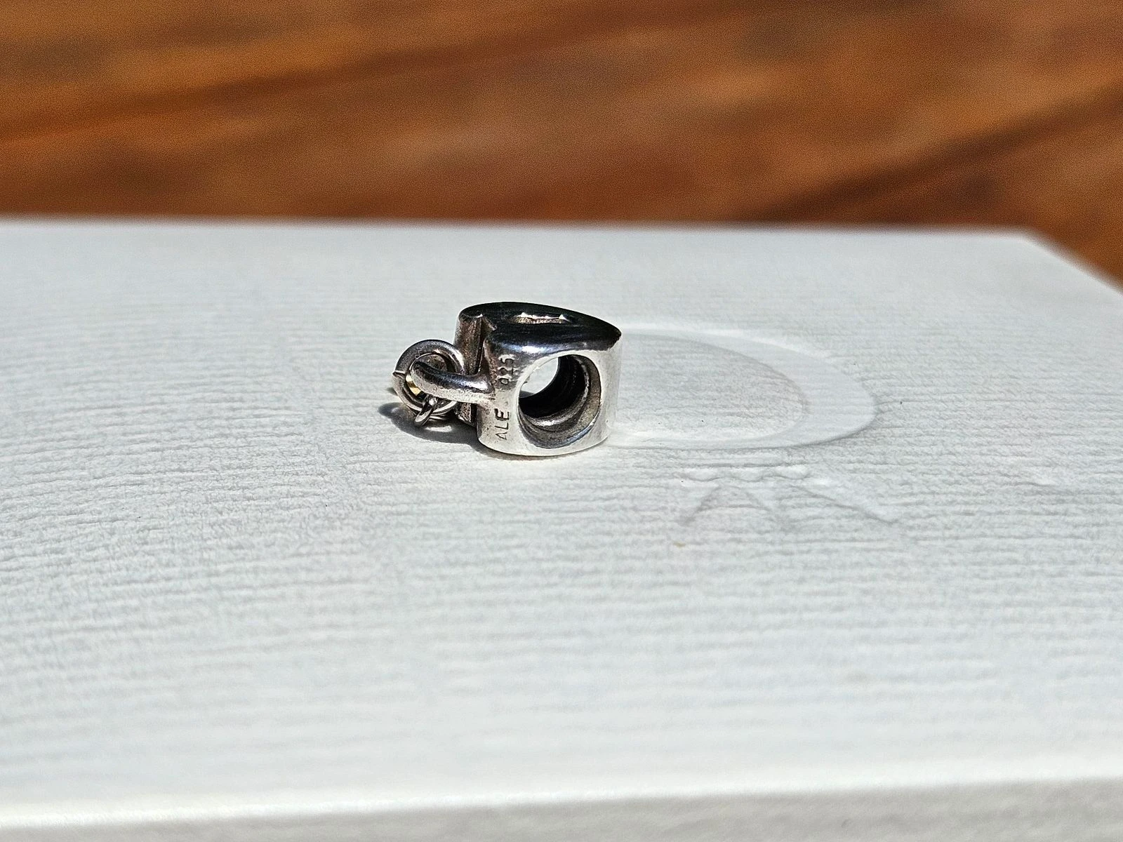 Pingente Pandora de coração bicolor com chave em ouro 14k – photo 4